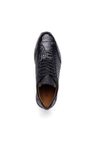Marco Di Milano Roma Black Woven Calfskin / Genuine Caiman Crocodile Fashion Sneaker (MDM1106)-AmbrogioShoes