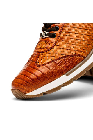 Marco Di Milano Roma Brandy Woven Calfskin / Genuine Caiman Crocodile Fashion Sneaker (MDM1106)-AmbrogioShoes