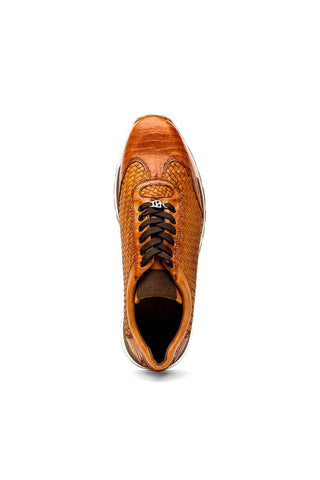 Marco Di Milano Roma Brandy Woven Calfskin / Genuine Caiman Crocodile Fashion Sneaker (MDM1106)-AmbrogioShoes