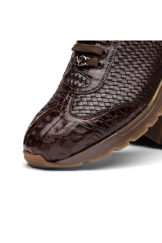 Marco Di Milano Roma Brown Woven Calfskin / Genuine Caiman Crocodile Fashion Sneaker (MDM1106)-AmbrogioShoes