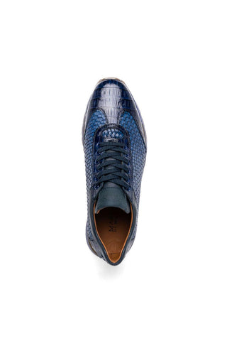 Marco Di Milano Roma Navy Woven Calfskin / Genuine Caiman Crocodile Fashion Sneaker (MDM1106)-AmbrogioShoes
