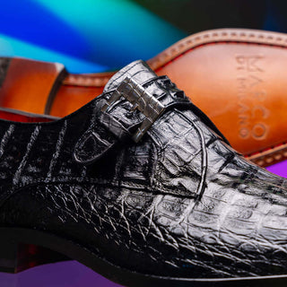 Marco Di Milano Rovigo Black Exotic Crocodile Single Monk-Strap (MDM1126)-AmbrogioShoes