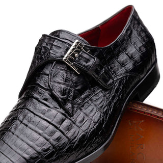 Marco Di Milano Rovigo Black Exotic Crocodile Single Monk-Strap (MDM1126)-AmbrogioShoes