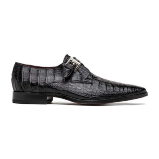Marco Di Milano Rovigo Black Exotic Crocodile Single Monk-Strap (MDM1126)-AmbrogioShoes