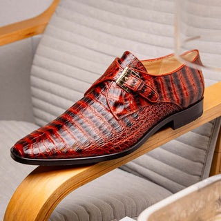 Marco Di Milano Rovigo Cognac Exotic Crocodile Single Monk-Strap (MDM1126)-AmbrogioShoes