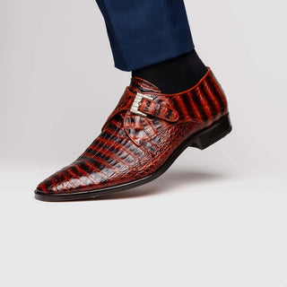 Marco Di Milano Rovigo Cognac Exotic Crocodile Single Monk-Strap (MDM1126)-AmbrogioShoes