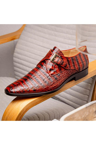 Marco Di Milano Rovigo Cognac Exotic Crocodile Single Monk-Strap (MDM1126)-AmbrogioShoes