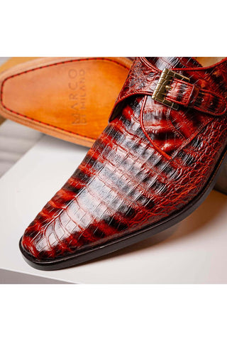 Marco Di Milano Rovigo Cognac Exotic Crocodile Single Monk-Strap (MDM1126)-AmbrogioShoes