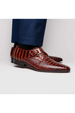 Marco Di Milano Rovigo Cognac Exotic Crocodile Single Monk-Strap (MDM1126)-AmbrogioShoes