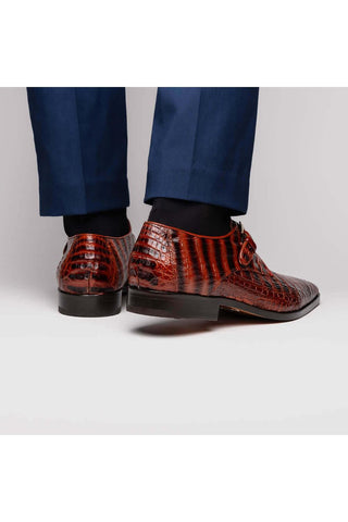Marco Di Milano Rovigo Cognac Exotic Crocodile Single Monk-Strap (MDM1126)-AmbrogioShoes
