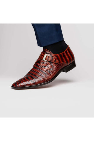 Marco Di Milano Rovigo Cognac Exotic Crocodile Single Monk-Strap (MDM1126)-AmbrogioShoes