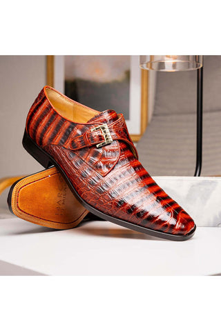 Marco Di Milano Rovigo Cognac Exotic Crocodile Single Monk-Strap (MDM1126)-AmbrogioShoes