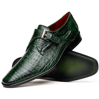 Marco Di Milano Rovigo Green Exotic Crocodile Single Monk-Strap (MDM1126)-AmbrogioShoes