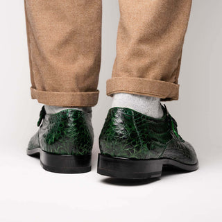 Marco Di Milano Rovigo Men's Shoes Green Exotic Crocodile Single Monk-Strap (MDM1126)-AmbrogioShoes