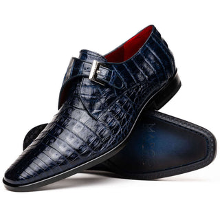 Marco Di Milano Rovigo Men's Shoes Navy Exotic Crocodile Single Monk-Strap (MDM1126)-AmbrogioShoes