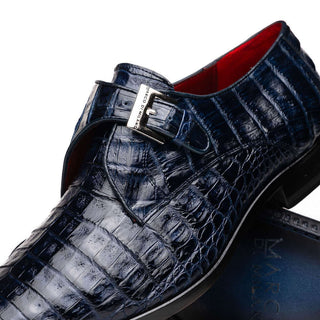 Marco Di Milano Rovigo Men's Shoes Navy Exotic Crocodile Single Monk-Strap (MDM1126)-AmbrogioShoes