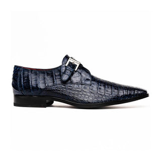 Marco Di Milano Rovigo Men's Shoes Navy Exotic Crocodile Single Monk-Strap (MDM1126)-AmbrogioShoes