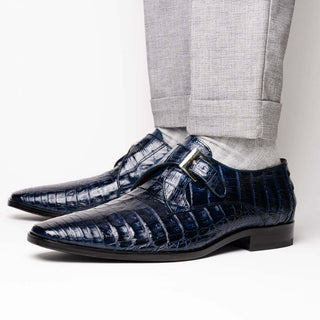 Marco Di Milano Rovigo Navy Exotic Crocodile Single Monk-Strap (MDM1126)-AmbrogioShoes