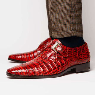 Marco Di Milano Rovigo Rustic Cognac Exotic Crocodile Single Monk-Strap (MDM1126)-AmbrogioShoes