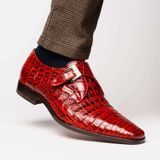 Marco Di Milano Rovigo Rustic Cognac Exotic Crocodile Single Monk-Strap (MDM1126)-AmbrogioShoes