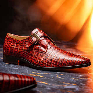 Marco Di Milano Rovigo Rustic Cognac Exotic Crocodile Single Monk-Strap (MDM1126)-AmbrogioShoes