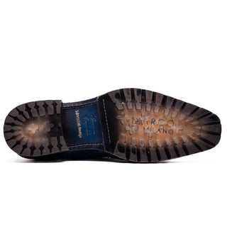 Marco Di Milano Rugasa Men's Shoes Navy Exotic Crocodile Skin Derby (MDM1238)-AmbrogioShoes