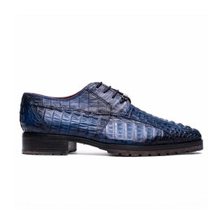 Marco Di Milano Rugasa Men's Shoes Navy Exotic Crocodile Skin Derby (MDM1238)-AmbrogioShoes