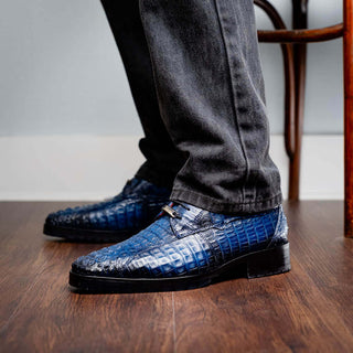 Marco Di Milano Rugasa Navy Exotic Crocodile Skin Derby (MDM1238)-AmbrogioShoes