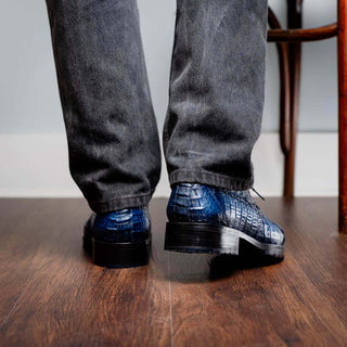 Marco Di Milano Rugasa Navy Exotic Crocodile Skin Derby (MDM1238)-AmbrogioShoes