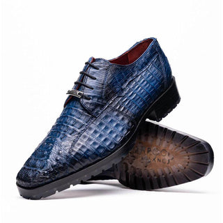Marco Di Milano Rugasa Navy Exotic Crocodile Skin Derby (MDM1238)-AmbrogioShoes