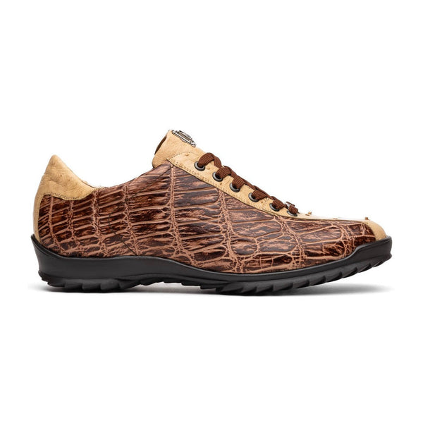 Marco Di Milano SAULO Men's Shoes Beige & Brown Exotic Ostich / Alligator Casual Sneakers (MDM1030)-AmbrogioShoes