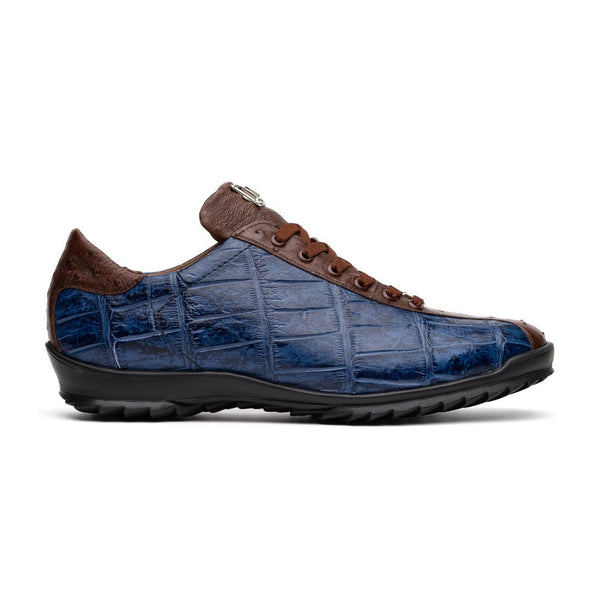 Marco Di Milano SAULO Men's Shoes Blue & Brown Exotic Ostich / Alligator Casual Sneakers (MDM1032)-AmbrogioShoes