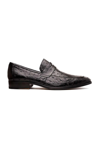 Marco Di Milano Salvatore Black Genuine Ostrich Slip-On Loafers (MDM1210)-AmbrogioShoes