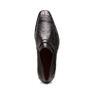Marco Di Milano Salvatore Men's Shoes Black Genuine Ostrich Slip-On Loafers (MDM1210)-AmbrogioShoes