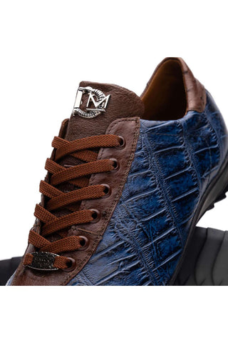 Marco Di Milano Saulo Blue Jeans Exotic Ostrich / Alligator Casual Sneakers (MDM1045)-AmbrogioShoes