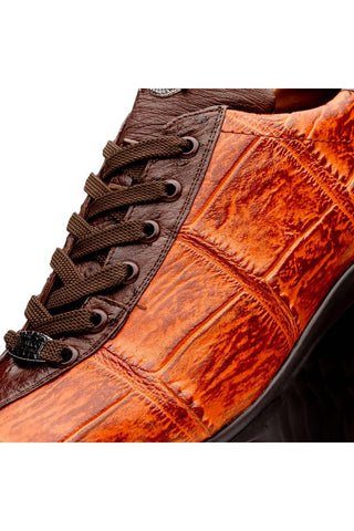 Marco Di Milano Saulo Brandy & Brown Exotic Ostrich / Alligator Casual Sneakers (MDM1045)-AmbrogioShoes
