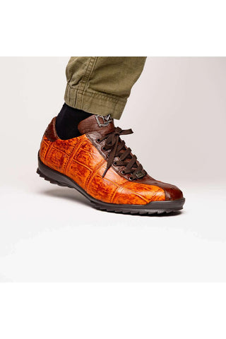 Marco Di Milano Saulo Brandy & Brown Exotic Ostrich / Alligator Casual Sneakers (MDM1045)-AmbrogioShoes