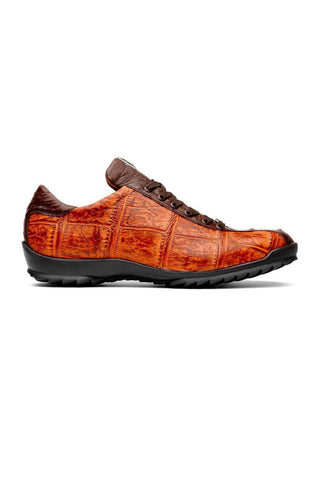 Marco Di Milano Saulo Brandy & Brown Exotic Ostrich / Alligator Casual Sneakers (MDM1045)-AmbrogioShoes