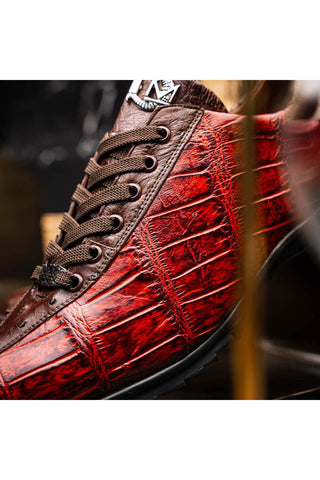 Marco Di Milano Saulo Cognac Exotic Ostrich / Alligator Casual Sneakers (MDM1045)-AmbrogioShoes