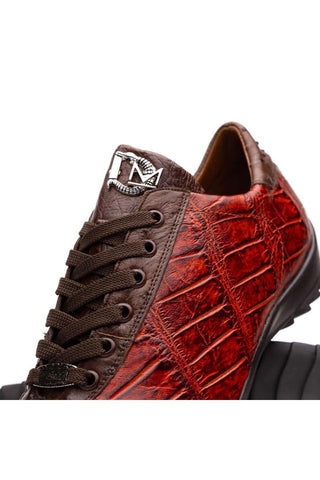 Marco Di Milano Saulo Cognac Exotic Ostrich / Alligator Casual Sneakers (MDM1045)-AmbrogioShoes