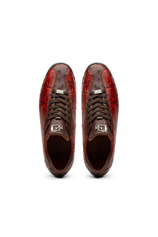 Marco Di Milano Saulo Cognac Exotic Ostrich / Alligator Casual Sneakers (MDM1045)-AmbrogioShoes