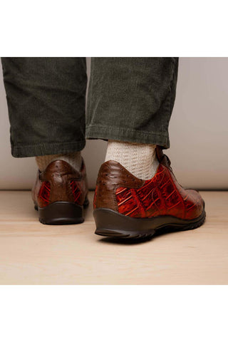 Marco Di Milano Saulo Cognac Exotic Ostrich / Alligator Casual Sneakers (MDM1045)-AmbrogioShoes