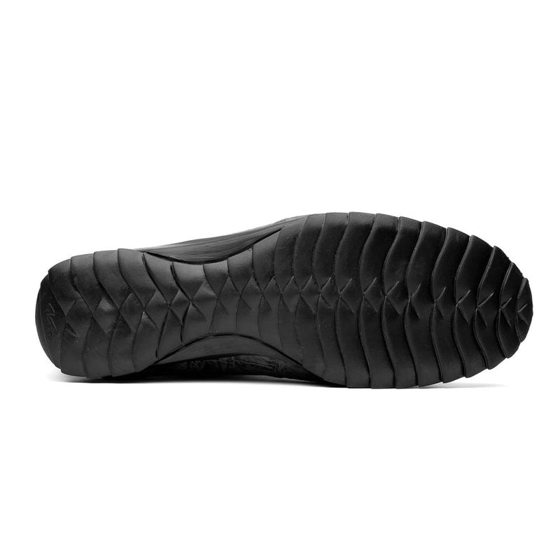 Marco Di Milano Saulo Men's Shoes Black & Newspaper Exotic Ostich / Alligator Casual Sneakers (MDM1043)-AmbrogioShoes