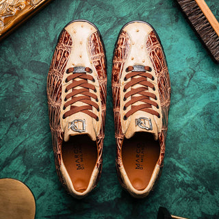 Marco Di Milano Saulo Men's Shoes Orix Exotic Ostrich / Alligator Casual Sneakers (MDM1045)-AmbrogioShoes