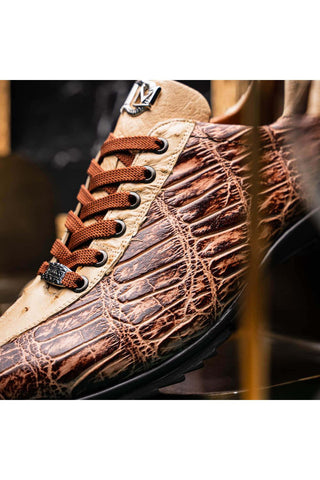 Marco Di Milano Saulo Orix Exotic Ostrich / Alligator Casual Sneakers (MDM1045)-AmbrogioShoes