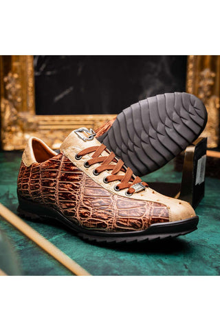 Marco Di Milano Saulo Orix Exotic Ostrich / Alligator Casual Sneakers (MDM1045)-AmbrogioShoes