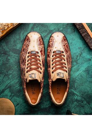 Marco Di Milano Saulo Orix Exotic Ostrich / Alligator Casual Sneakers (MDM1045)-AmbrogioShoes