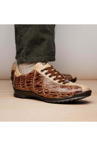 Marco Di Milano Saulo Orix Exotic Ostrich / Alligator Casual Sneakers (MDM1045)-AmbrogioShoes