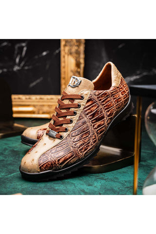 Marco Di Milano Saulo Orix Exotic Ostrich / Alligator Casual Sneakers (MDM1045)-AmbrogioShoes