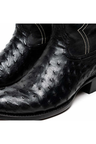 Marco Di Milano Savannah Black Exotic Ostrich Skin Cowboy Boot (MDM1227)-AmbrogioShoes